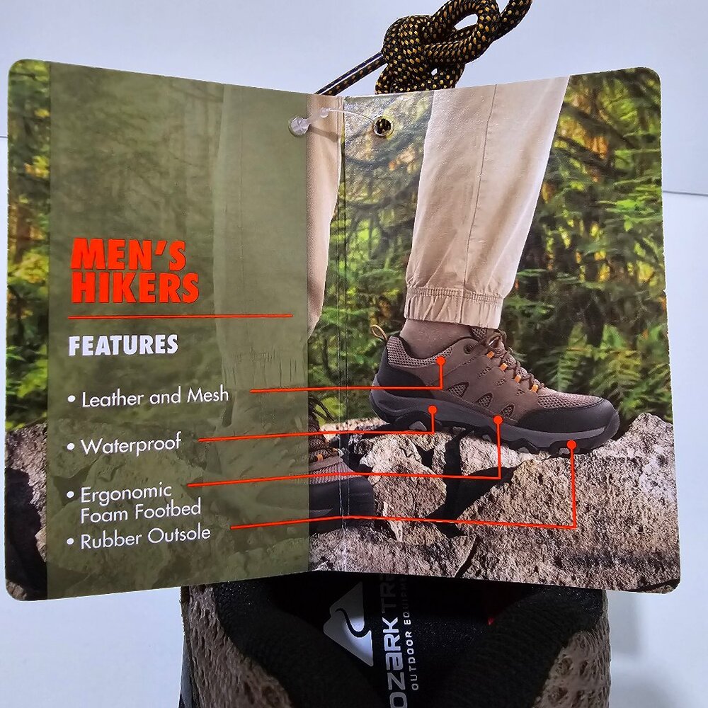 Men's Waterproof Hiking Boot Shoes Suede Leather Lightweight Lace Up Ozark Trail - Picture 7 of 15
